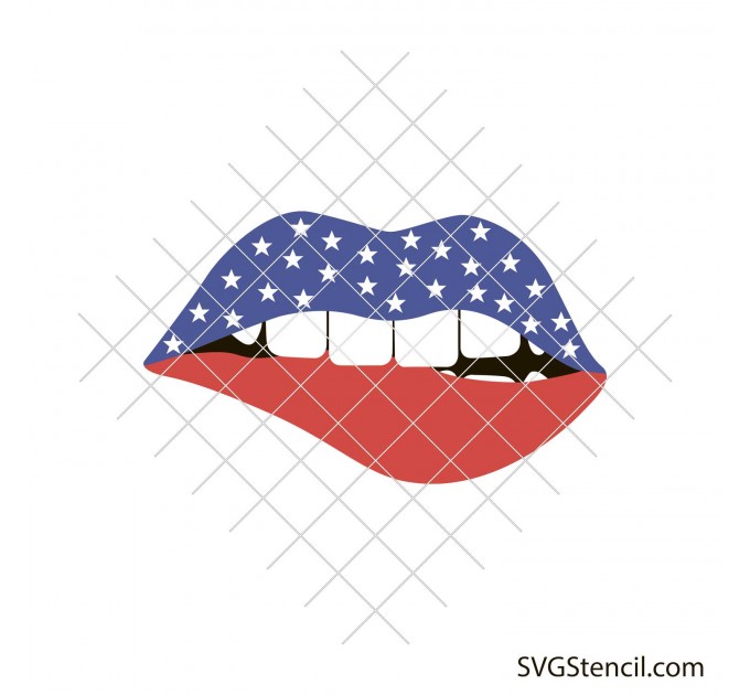 American flag lips svg