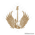 Electric guitar with wings svg