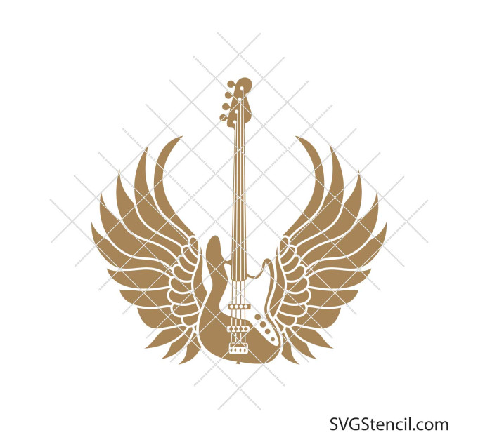 Electric guitar with wings svg