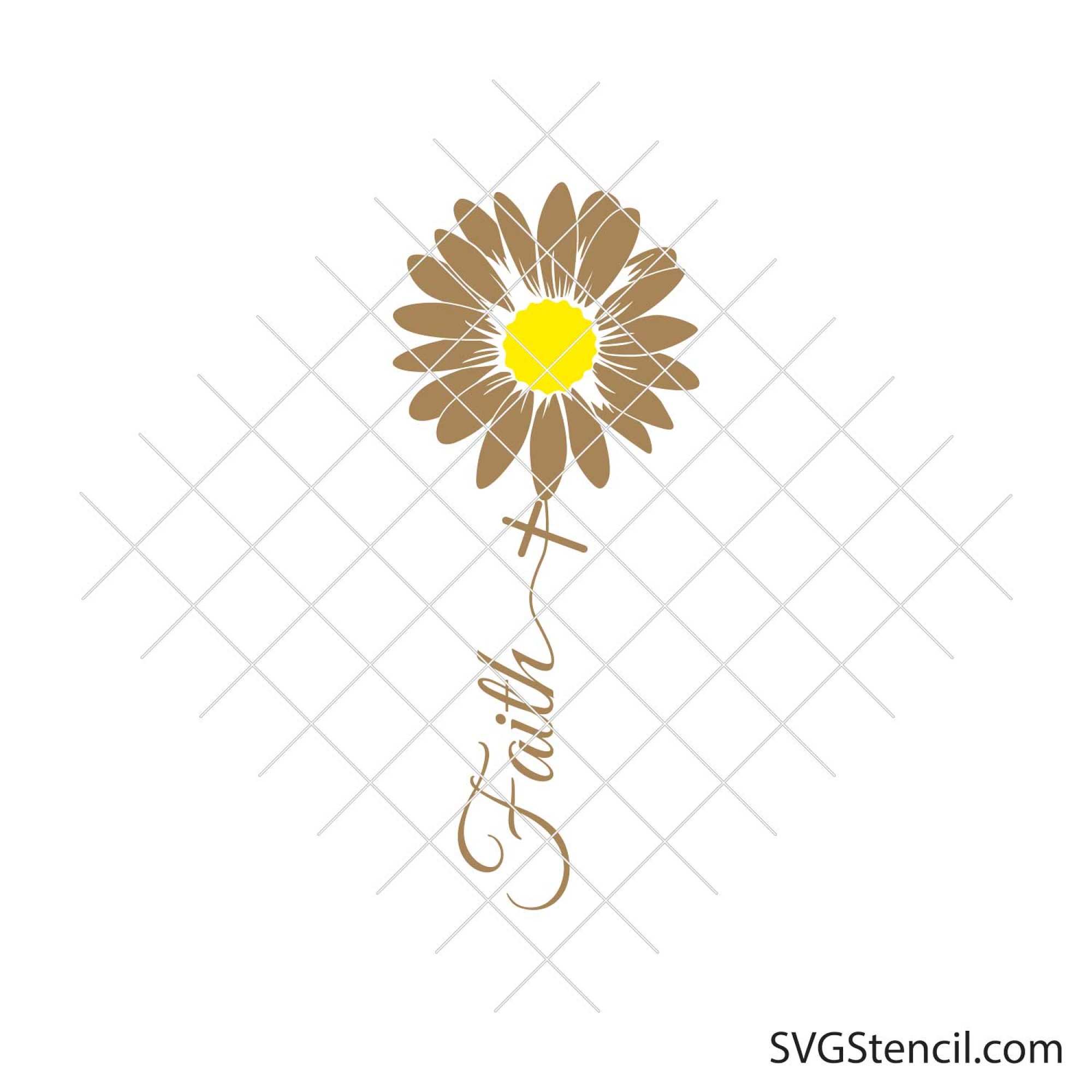 Daisy svg | Faith daisy svg | Love daisy svg - SVGStencil