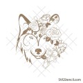 Wolf head svg, Wolf with flowers svg