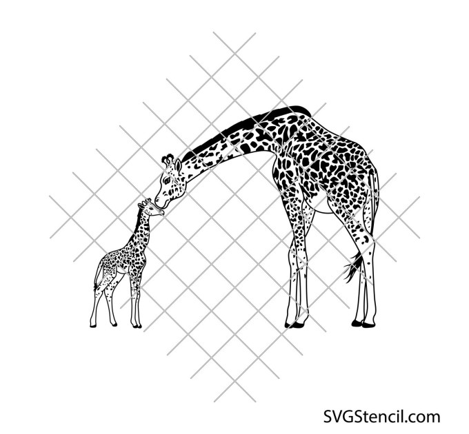 Mom and baby giraffe svg | Giraffe family svg