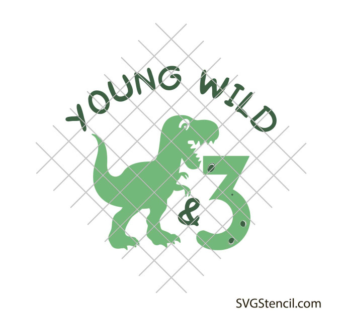 Young wild and three dinosaur svg