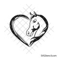 Horse head with heart svg | Horse monogram svg