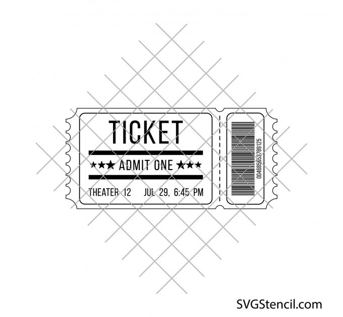 Old movie ticket template svg | Cinema ticket svg