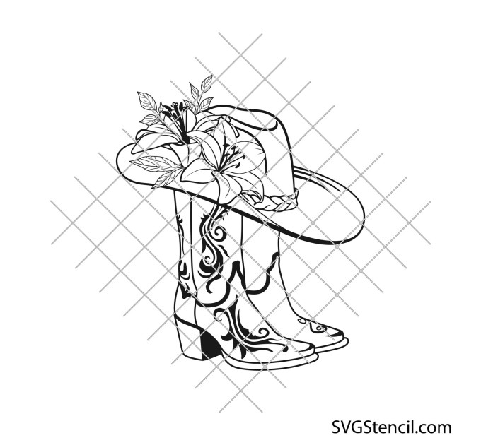 Cowboy hat and boots svg