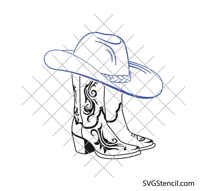 Cowboy hat and boots svg