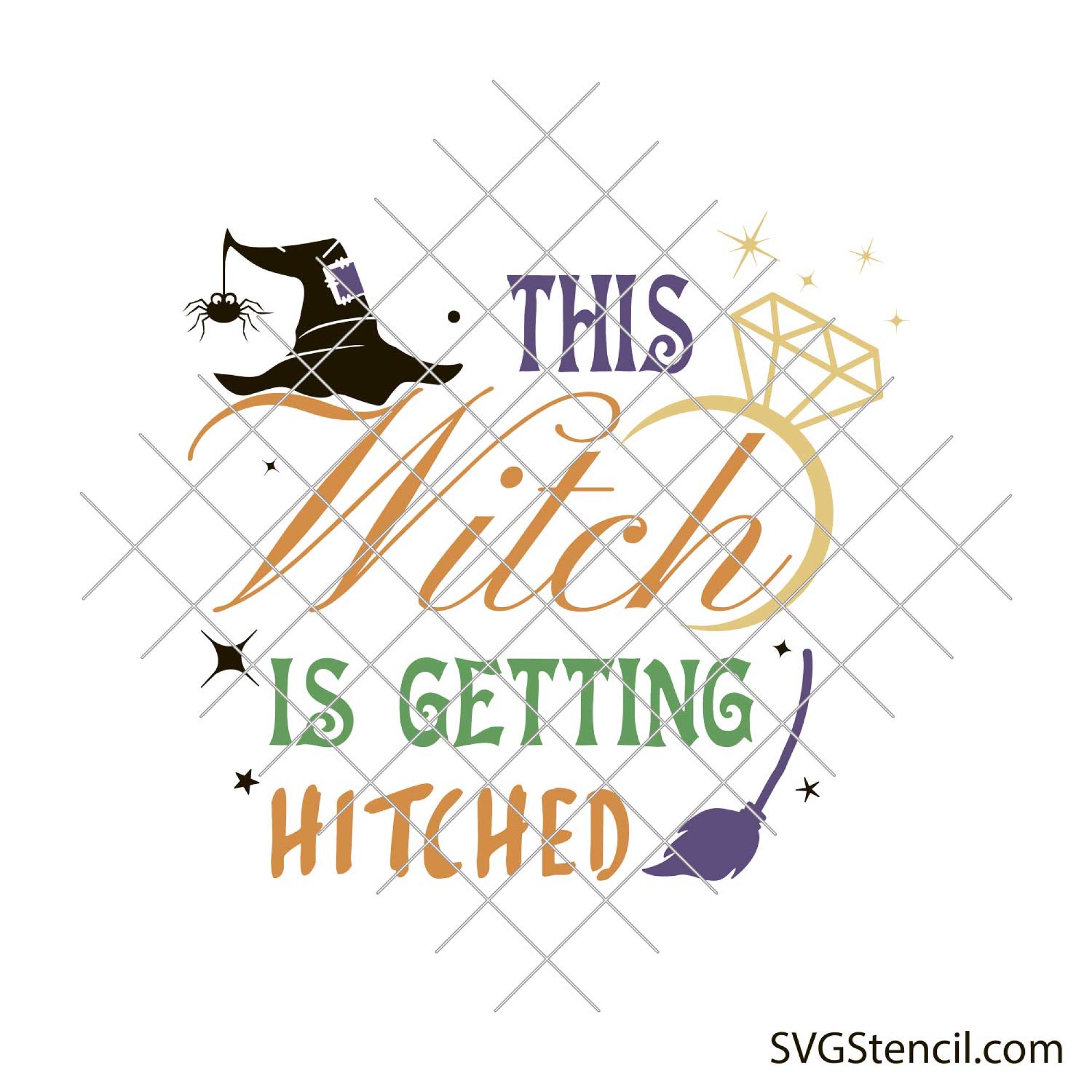 Halloween Engagement Svg Witch Bridal Witch Hitched Svg Svgstencil 4084