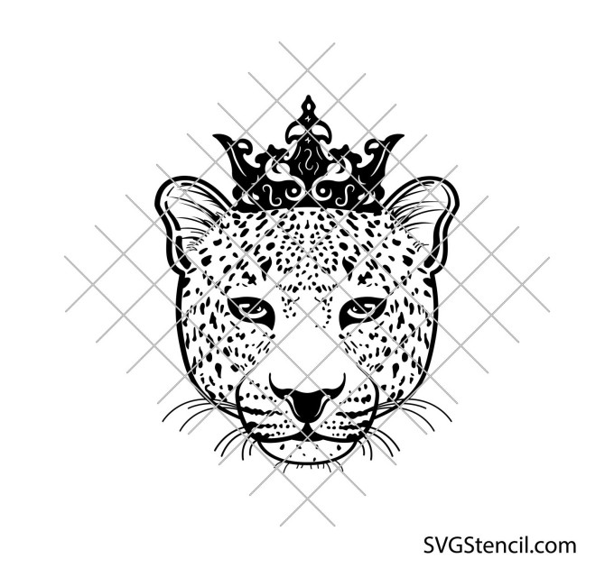 Leopard with king crown svg