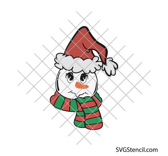 Snowman head svg | Funny snowman clipart