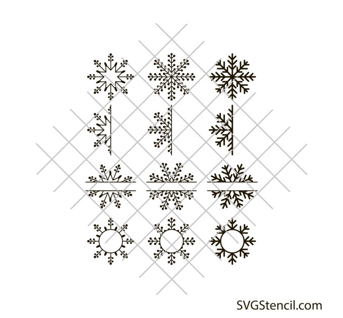 Snowflake monogram svg | Split snowflake svg