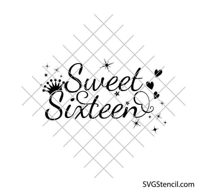 Sweet sixteen svg