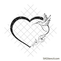 Hummingbird heart svg | Flying bird svg