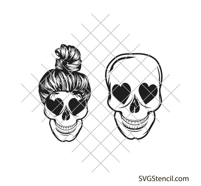 Valentine skull head svg