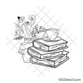 Books with flowers svg | Floral book svg