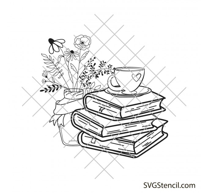 Books with flowers svg | Floral book svg
