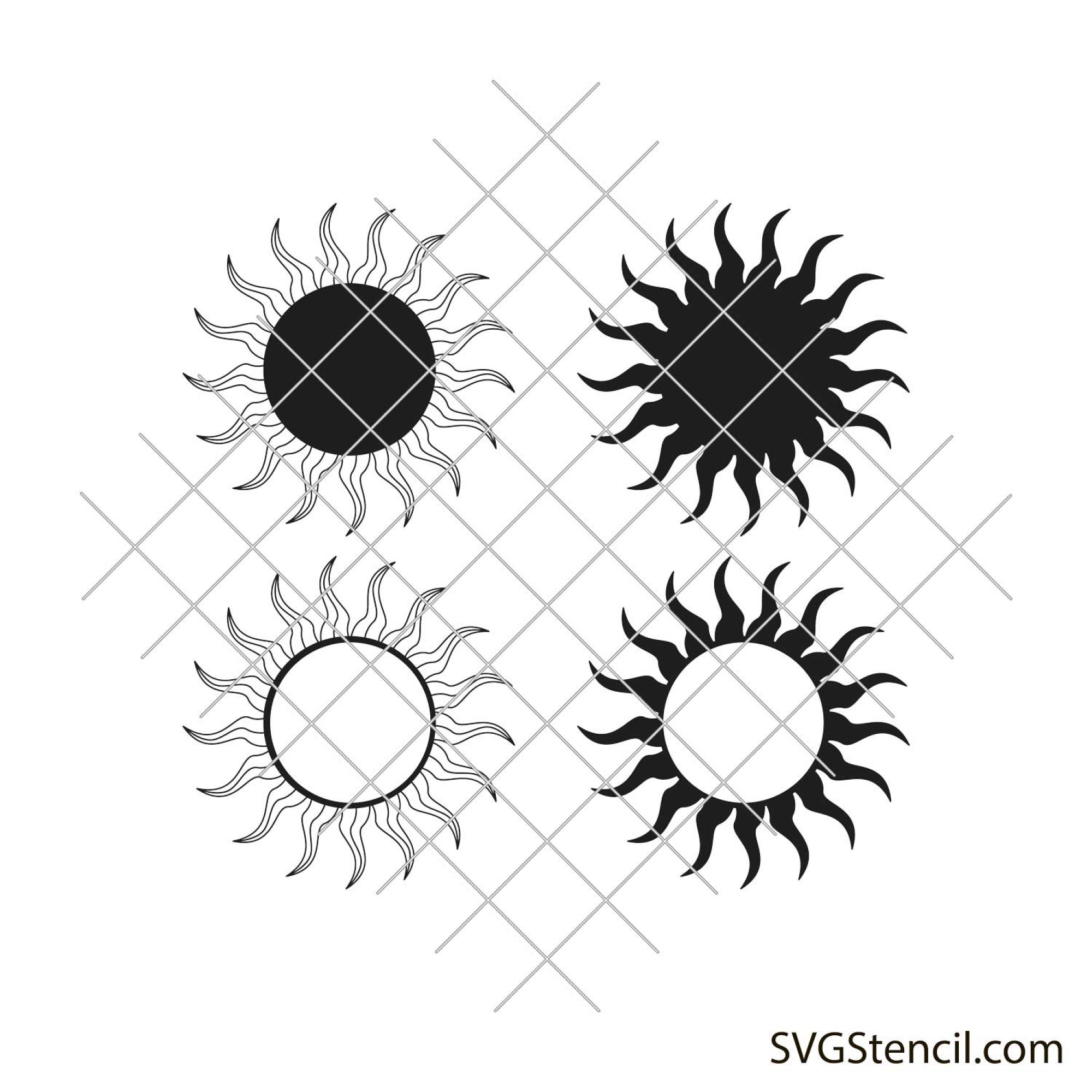 Magical sun svg | Beach sun svg | Simple sun svg - SVGStencil