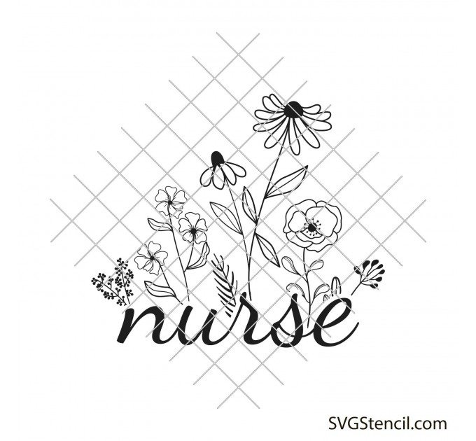Floral nurse svg | Wildflowers nurse svg
