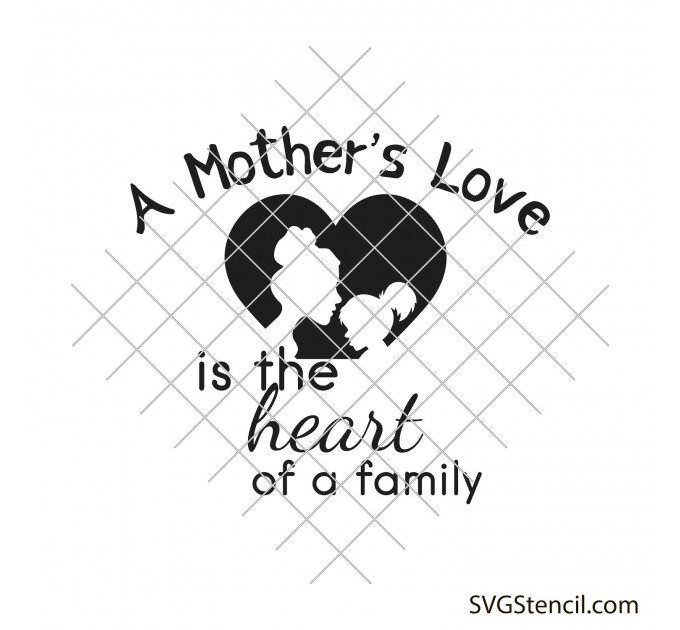 A mother's love is the heart of the family svg