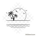 Beach monogram frame svg | Beach scene svg