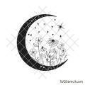 Wildflower moon svg | Celestial luna svg