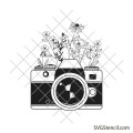 Floral camera svg | Wildflowers and camera svg