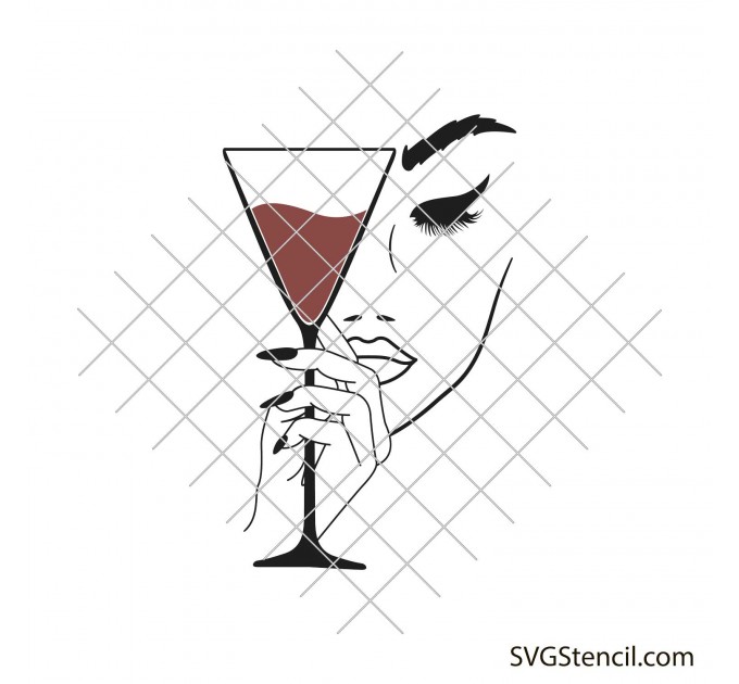 Woman with a glass svg | Wine girl svg