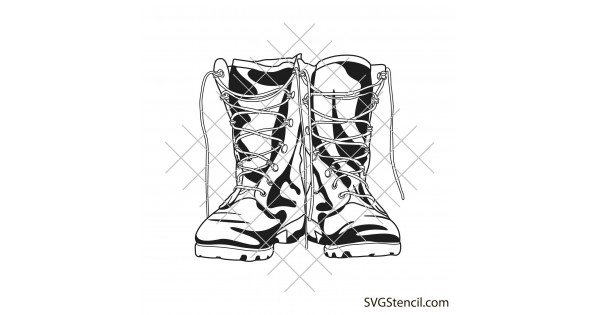 Army boot svg | Combat boots svg | Cowboy boots svg - SVGStencil