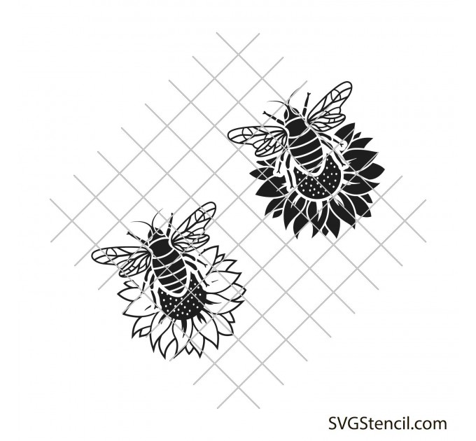 Bee and sunflower svg | Bumble bee svg