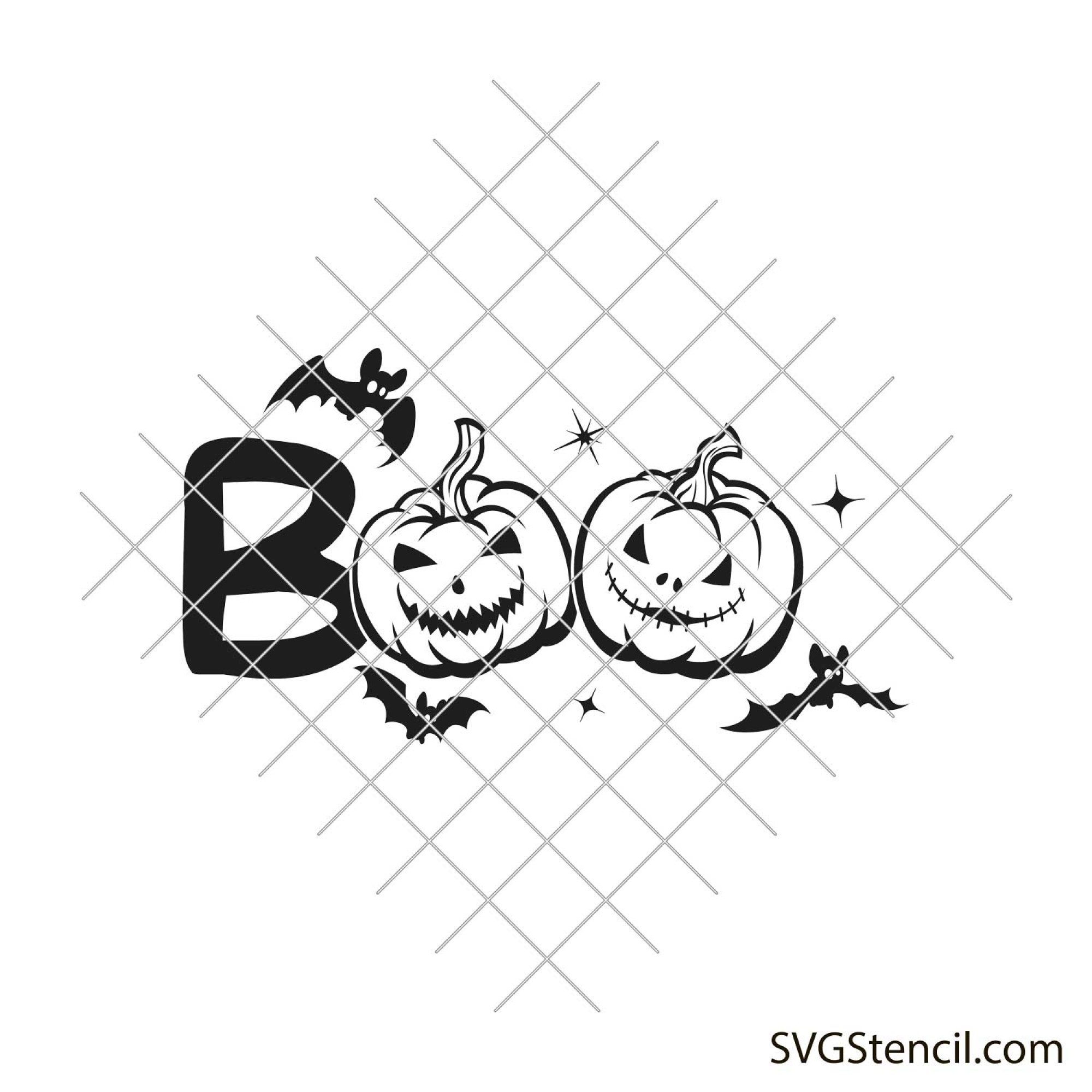 Halloween boo svg | Kids halloween svg | Scary pumpkin svg - SVGStencil