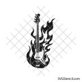 Burning bass guitar svg | Flaming guitar svg