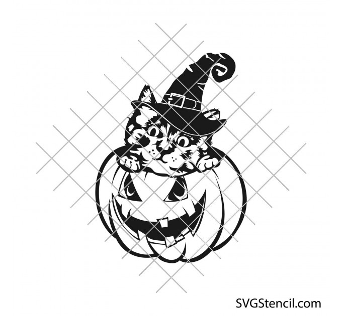 Halloween cat svg | Kitten in a pumpkin svg