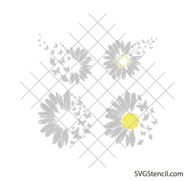 Daisy and butterfly svg | White daisy svg