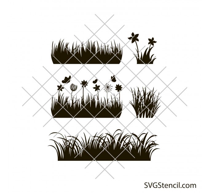 Grass svg | Grass with flowers svg