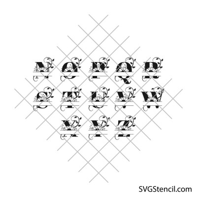 Floral alphabet monogram svg | Sunflower letters svg