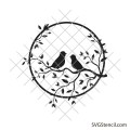 Birds on tree branch svg | Swallows on branch svg