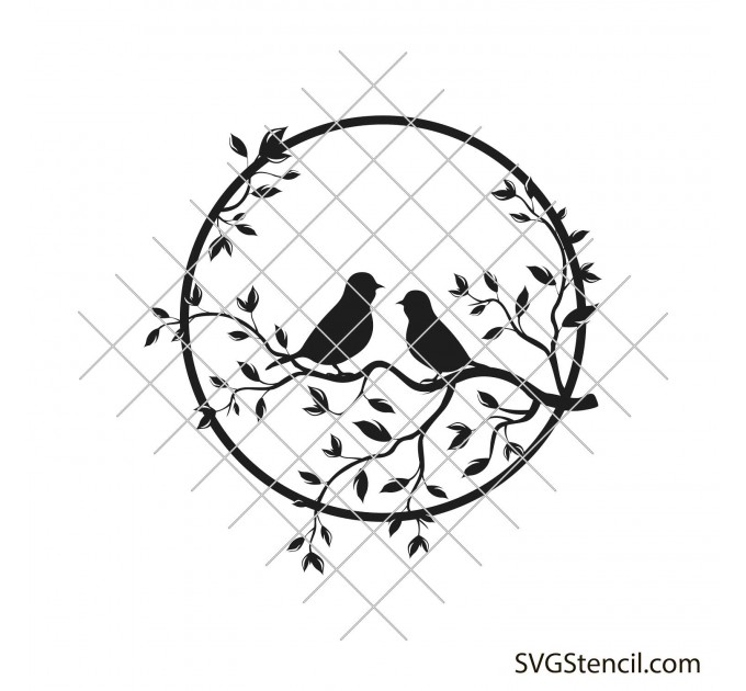 Birds on tree branch svg | Swallows on branch svg