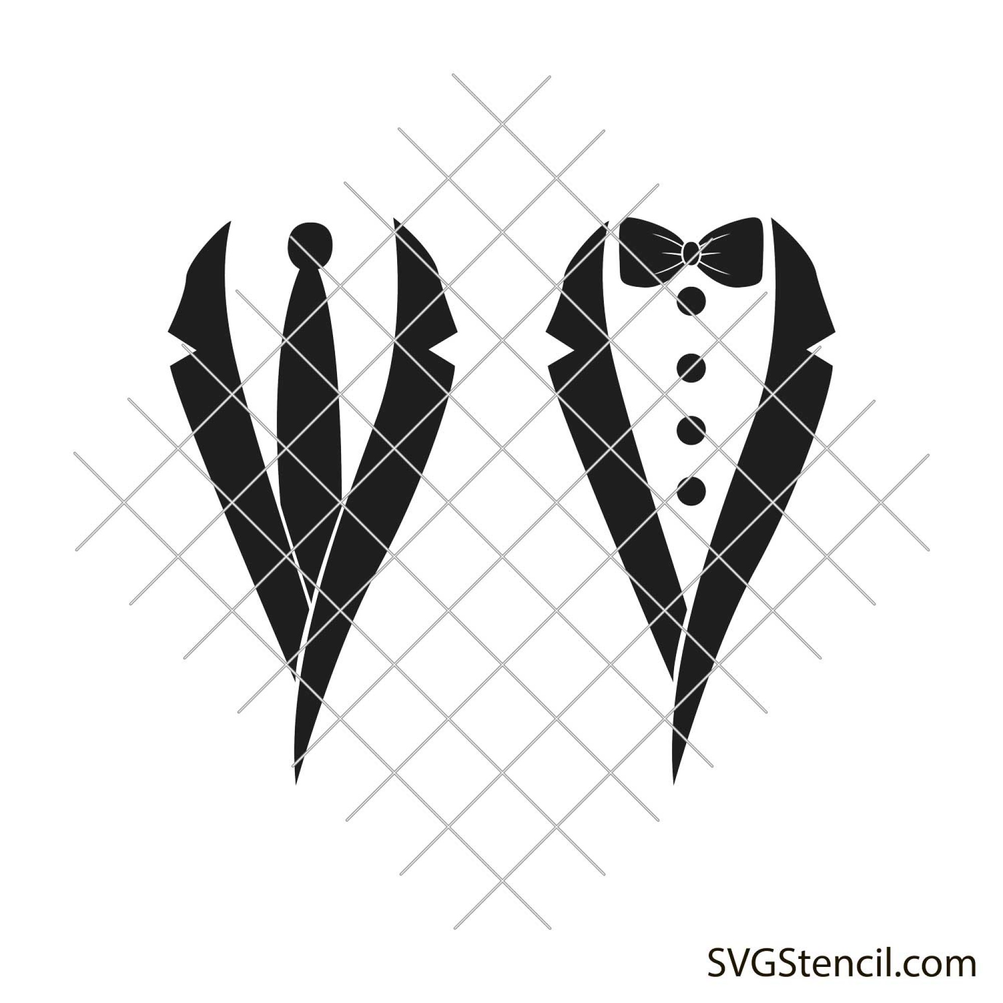 Groom tuxedo svg | Wedding tuxedo svg | Wedding suits svg - SVGStencil