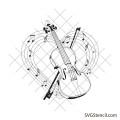 Violin with hearts and notes svg