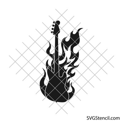 Burning bass guitar svg | Flaming guitar svg