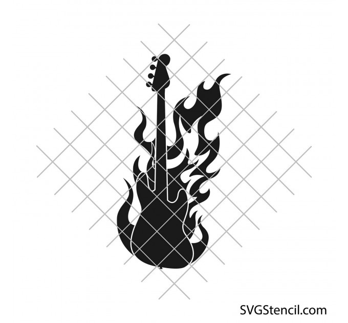 Burning bass guitar svg | Flaming guitar svg