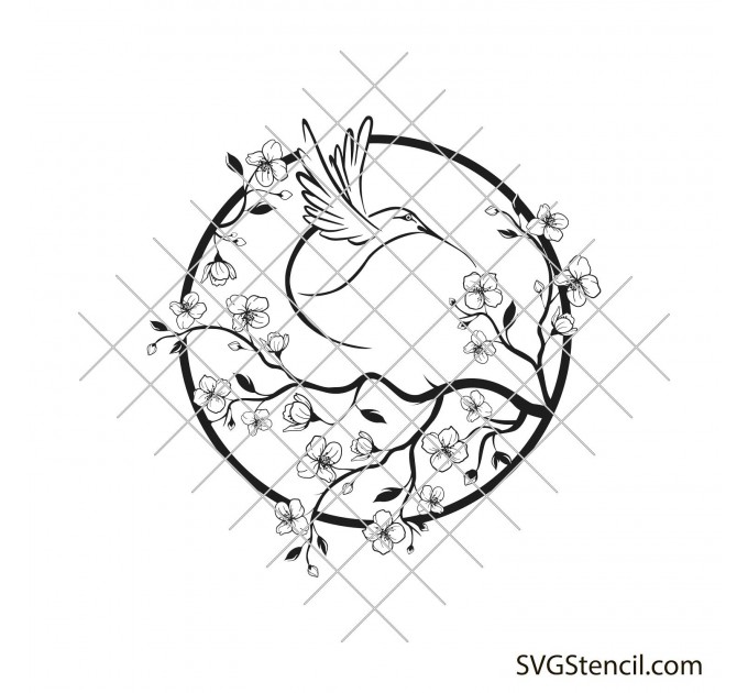 Hummingbird on branch svg | Flying bird svg