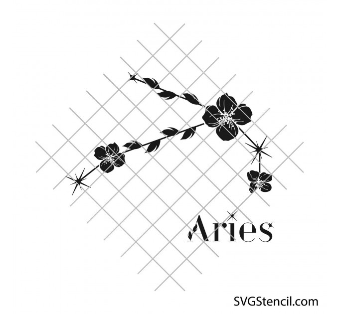 Aries floral zodiac sign svg