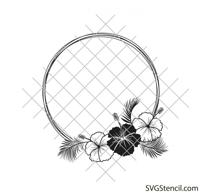 Hibiscus frame svg | Round frame svg | Tropical frame svg