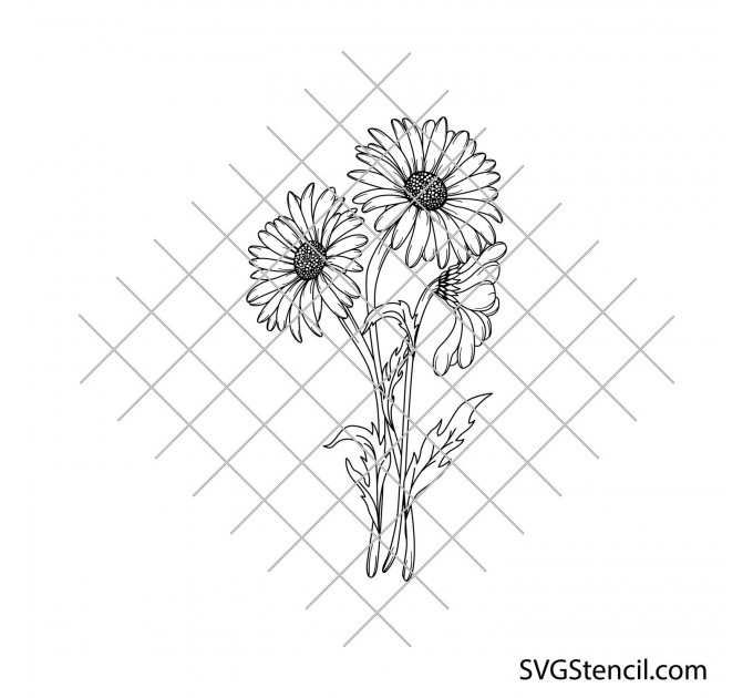 Bouquet of daisies svg | Floral bouquet svg | Wildflower svg | Botanical svg