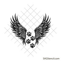 Dog paws with angel wings svg | Pet funeral svg