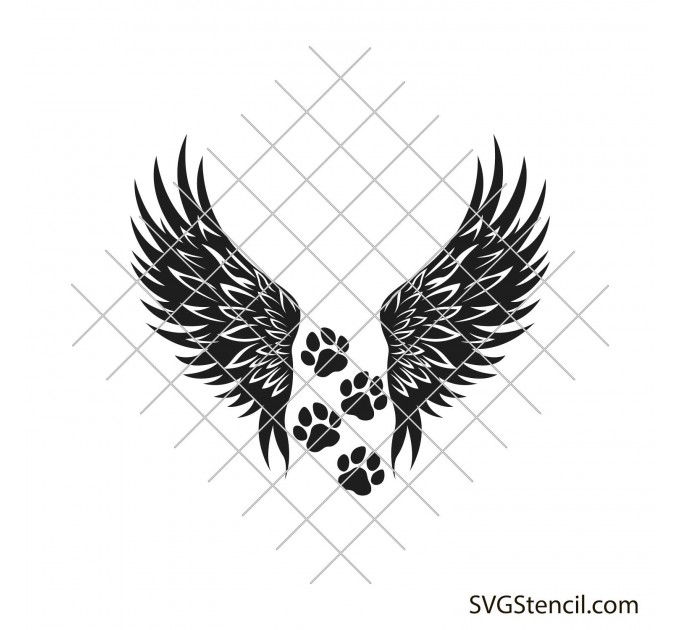 Dog paws with angel wings svg