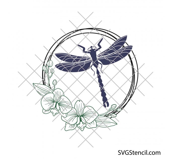 Floral dragonfly svg | Dragonfly with flowers svg