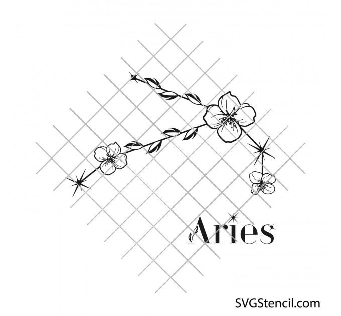 Aries floral zodiac sign svg