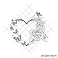 Heart with roses and butterflies svg